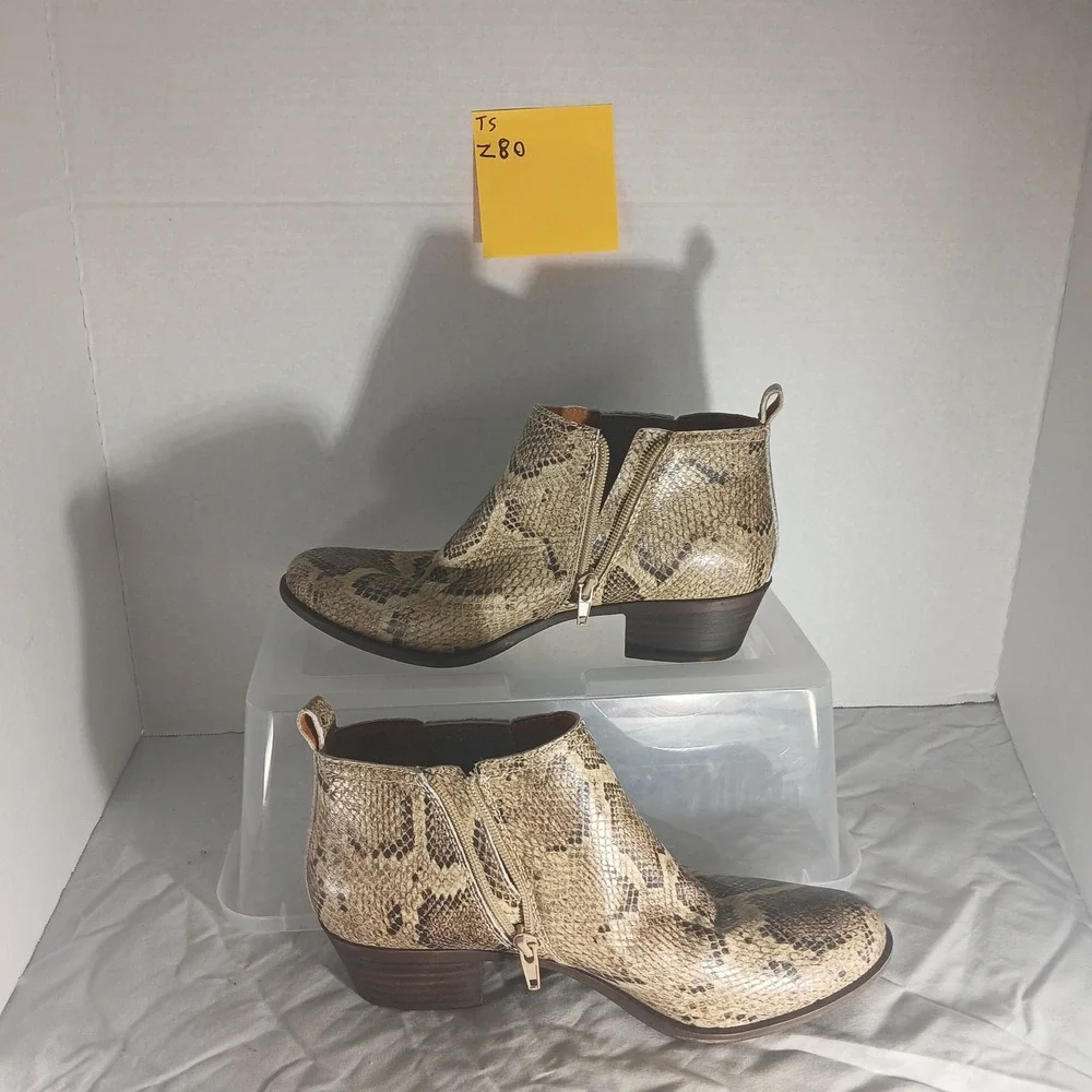 Lucky Brand Bimore Ankle Boots Snake Print Leather Women's Size 7.5‎ M